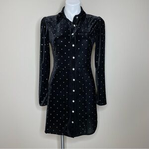 Zara Black Velvet Dress with Rhinestone Sparkle Accents
